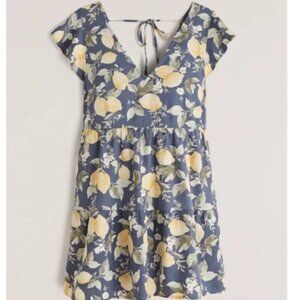 Abercrombie Blue Lemon Ruffle Sleeve Trapeze Mini Dress
